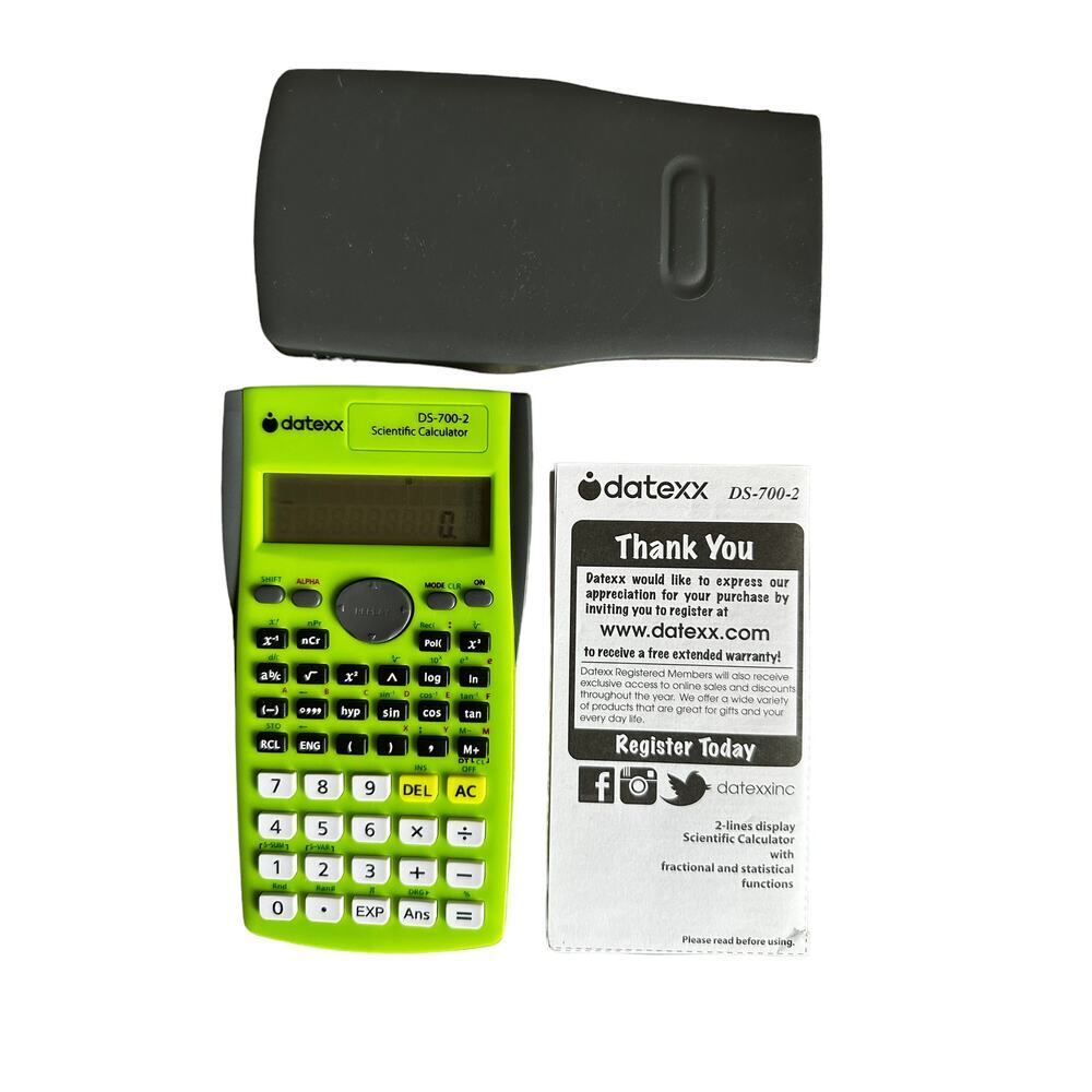 🌻. Datexx DS-700-2 Scientific Calculator w/Instruction Booklet & Slip Cover